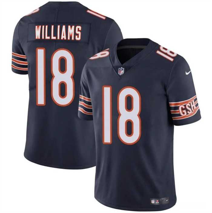 Youth Chicago Bears #18 Caleb Williams Navy 2024 Draft Vapor Stitched Jersey Dzhi